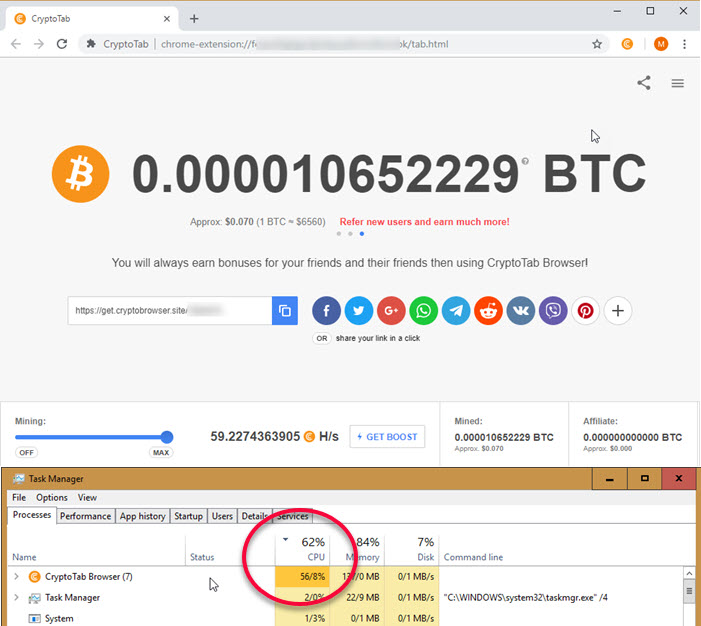 Takian.ir mining damaged laptop Cryptotab