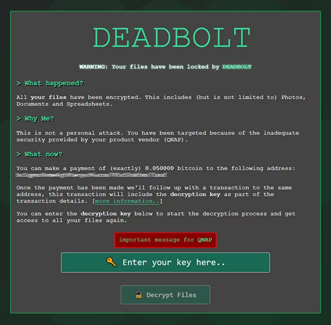 takian.ir nas under threat by deadbolt ransomware 2